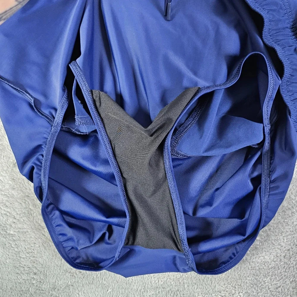 Lands' End Sport Athletic Shorts Women's 22W Lined Drawstring Blue Elastic Waist